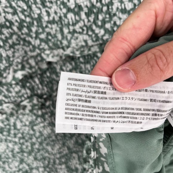 Abercrombie & Fitch Smocked Mini Dress Size XXL Green Pattern Ruffle Romantic - Picture 7 of 13